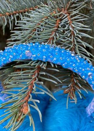 Меховые наушники для девочек в нежно-голубом цвете. меховая шапка. голубая повязка7 фото