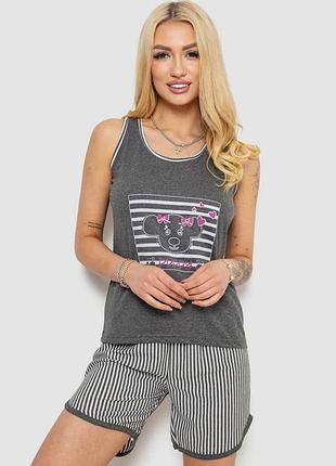 Пижама женская с принтом, цвет серый, 243r1535