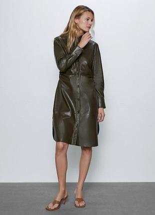 Шкіряна сукня zara із складками на талії