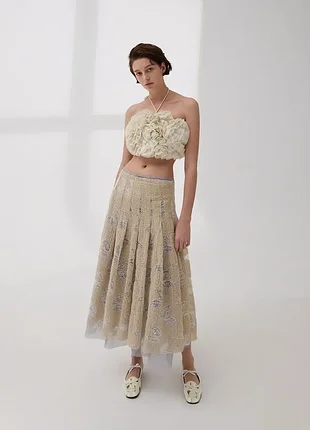 Контрастна трикотажна спідниця zara з блискітками