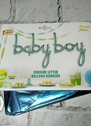 Повітряні кулі слова baby boy пропис блакитні