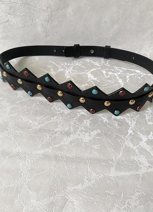 Шкіряний брендовий пояс з декором