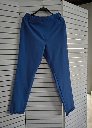 Брюки летние женские 46 48 m l синие брюки прямые с высокой посадкой