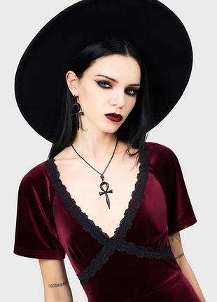 Капелюх killstar готичний гот goth готика kill star dollskill з широкими полями чорний відьми