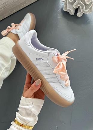 Стильные кроссовки adidas samba platform full white