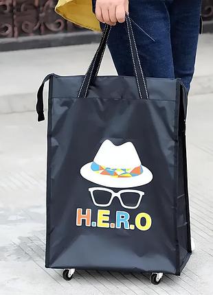 Дорожная сумка на колесах черная 38 литров hero