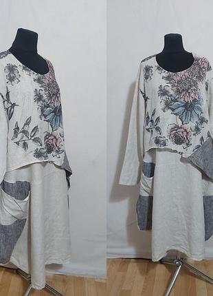 Льняное платье в этно бохо стиле obsession