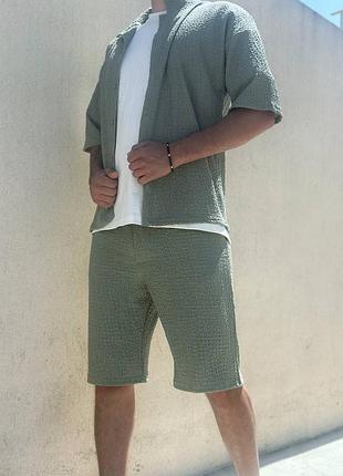 Чоловічий костюм двійка шорти плюс сорочка на короткий рукав