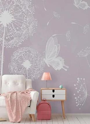 Фотошпалери кульбаби з метеликами