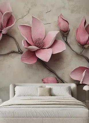 Фотообои 3д розовые цветы