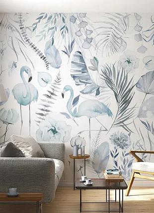 Фотошпалери фламінго з рослинами