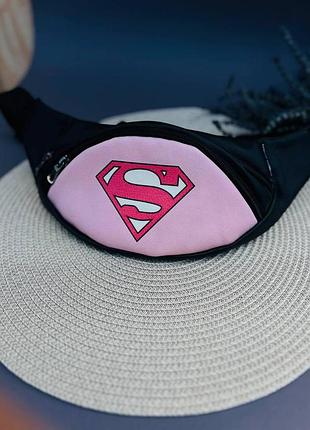 Топ якість! бананка  супермен рожева ,сумка на пояс  поясна сумка з принтом