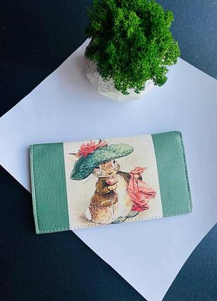 Кошелек ,портмоне,кожа с принтом принт зайчик