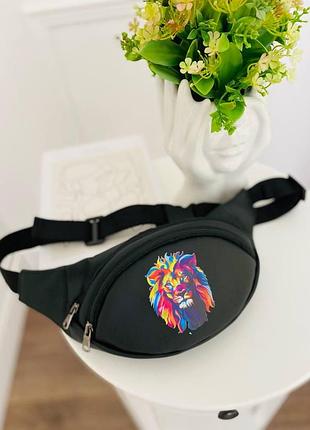 Топ качество ! бананка , сумка на пояс  поясная сумка с принтом яркий лев