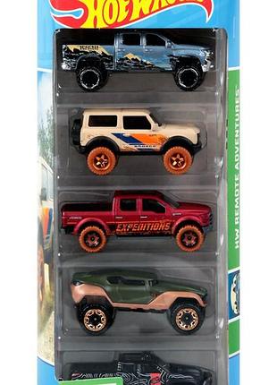 Hot wheels: hw remote adventures. хот вилс: далекие приключения. набор из 5-ти машинок внедорожников
