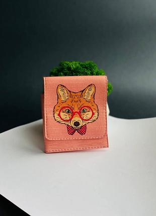 Гаманець  шкіра портмоне  принт лисиця