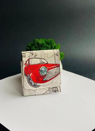 Кошелек  кожа портмоне принт красная машина