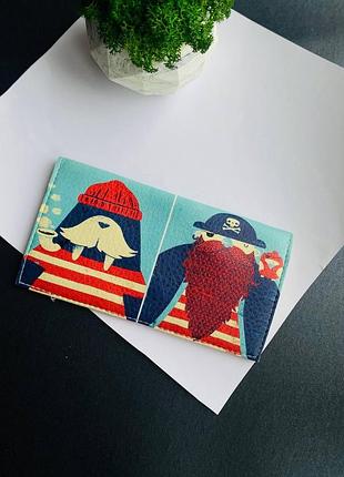 Кошелек ,портмоне,кожа с принтом принт