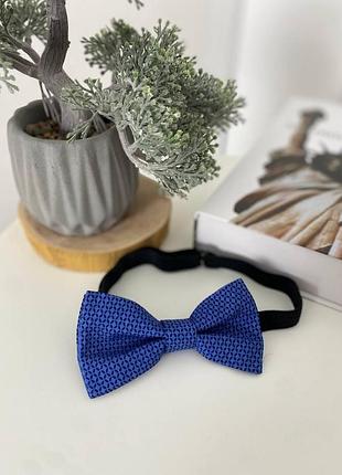 Бабочка ,галстук - бабочка двухслойная италия ткань синяя в горошек
