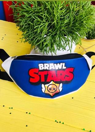 Топ якість! бананка біла  ,сумка на пояс  поясна сумка з принтом brawl stars