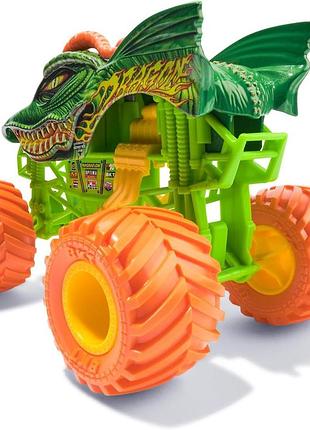 Оригінал monster jam dragon монстр-трак зелений дракон 1:24 металевий кузов 4