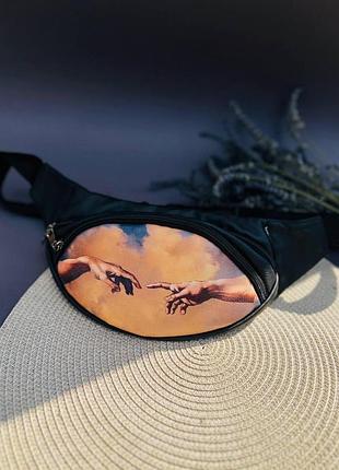 Бананка ,сумка на пояс микеланжело "сотворение адама" поясная сумка