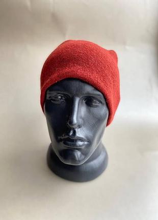 3 в 1 шапка  ангора круглая ,бинни , с подворотом красная