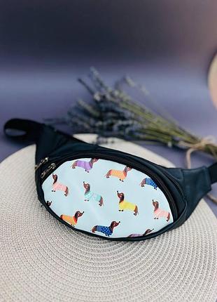Топ качество ! бананка таксы, сумка на пояс  поясная сумка с принтом