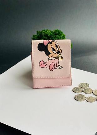 Кошелек  кожа портмоне принт минни маус