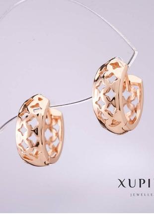 Сережки xuping 14х6мм позолота 18к
