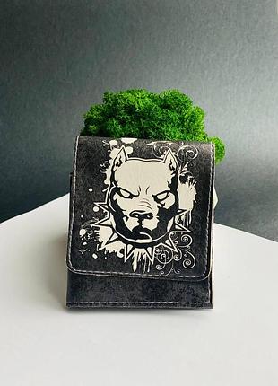 Кошелек  кожа портмоне принт собака питбуль