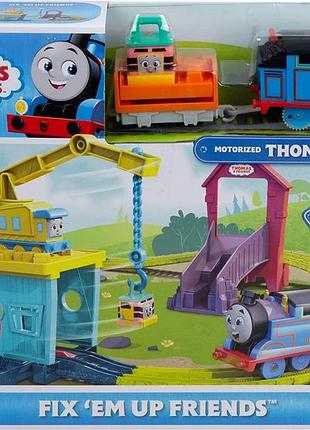 Паровозик томас и друзья. железная дорога карли и сэнди. fisher-price thomas & friends fix 'em up friends