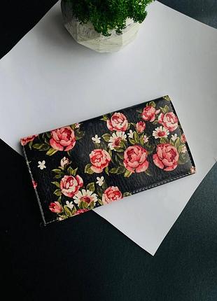Шкіра гаманець, портмоне з принтом принт троянди