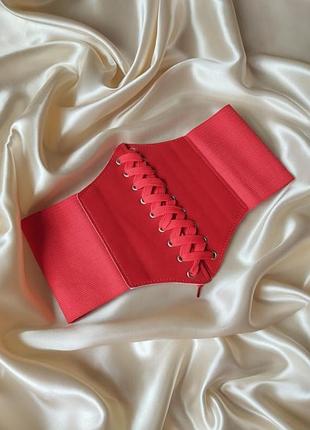 Пояс корсет на талію стягувальний на шнурівці ретростиль вінтаж y2k корсаж екошкіра