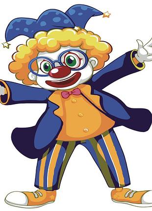 Картина за номерами strateg преміум забавний клоун з лаком розміром 30х30 см es037