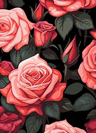 Картина за номерами strateg преміум трояндова мрія на чорному фоні розміром 40х40 см (av4040-74)