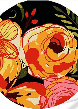 Вініл за номерами strateg преміум рожево-жовті квіти розміром 30х30 см (gp-11)