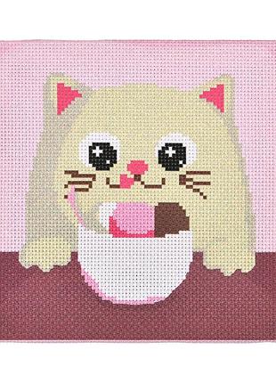 Набір для творчості вишивка хрестиком ласощі для мурчика strateg розміром 20х20 см (ax-208)