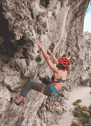 Картина за номерами strateg преміум альпіністка в горах розміром 40х50 см (gs293)