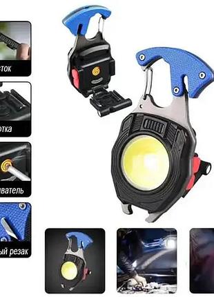 Ліхтар multifunctional w5147 ll-202-cob (white+yellow+red) multitool li-ion акумулятор, карабін, викрутка,