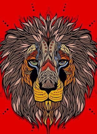 Картина за номерами strateg преміум африканський лев розміром 40х50 см (dy195)