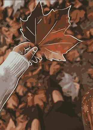 Картина за номерами strateg преміум осінній листок розміром 40х50 см (dy311)