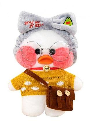 М'яка плюшева іграшка качка лалафанфан / lalafanfan 30 см біла/рожева