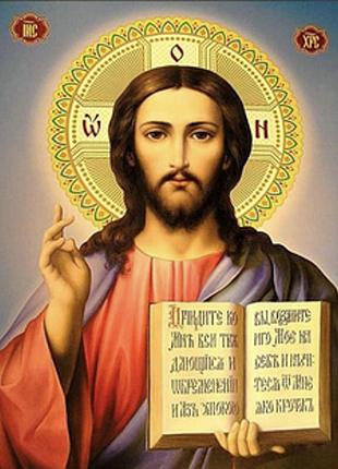 Алмазна мозаїка strateg преміум ікона ісуса христа (спасителя) розміром 30х40 см (heg79566)