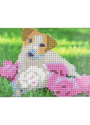 Алмазна мозаїка strateg преміум півонії та вірний друг без підрамника розміром 10х15 см (yab14424)