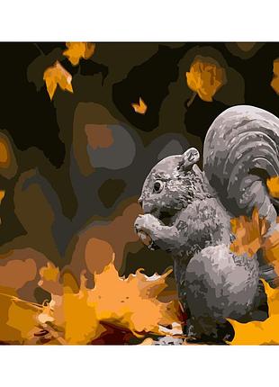 Картина за номерами strateg преміум кам'яне білченя розміром 40х50 см (gs251)
