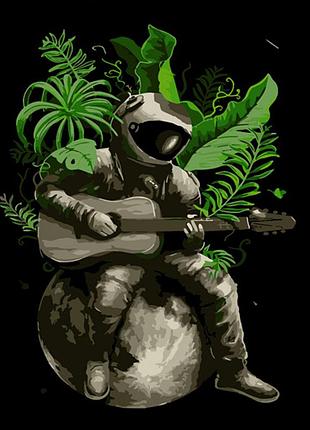 Картина за номерами strateg преміум космонавт з гітарою розміром 40х50 см (dy308)