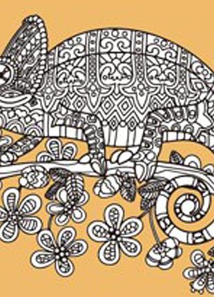 Набір для розпису-антистрес strateg хамелеон на гіллі розміром 30х30 см  (jcee37104)