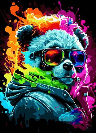 Картина за номерами strateg преміум поп-арт панда розміром 40х50 см (gs945)