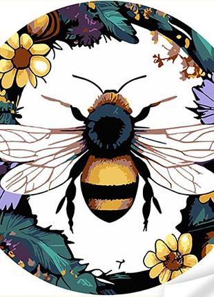 Вініл за номерами strateg преміум політ бджоли над квітами розміром 30х30 см (gp-7)